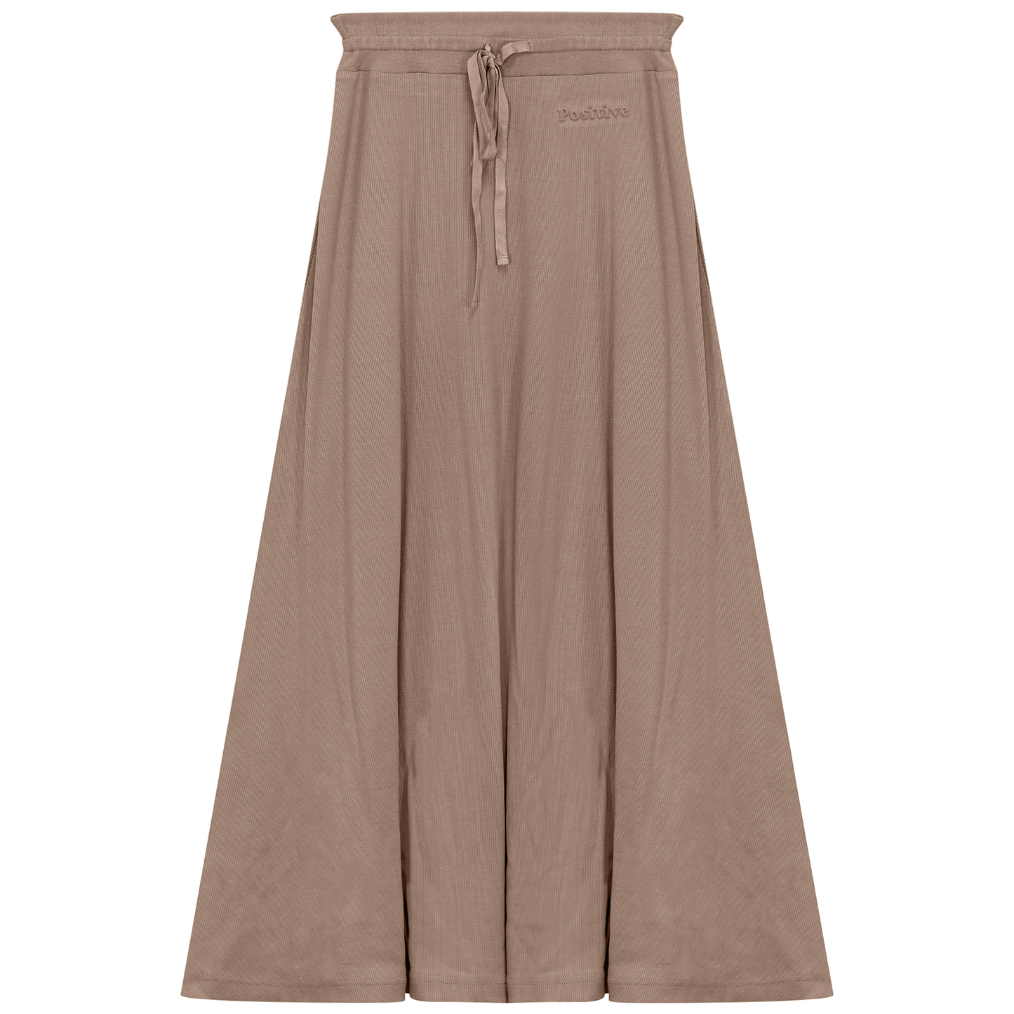Ribbed Midi Drawstring A Line Skirt