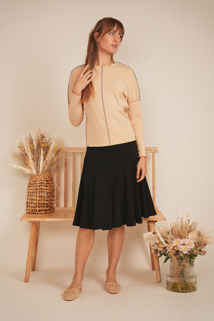 Ribbed Short Panel Skirt