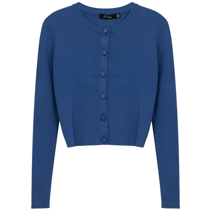 Cropped Fit Ribbed Knit Cardigan