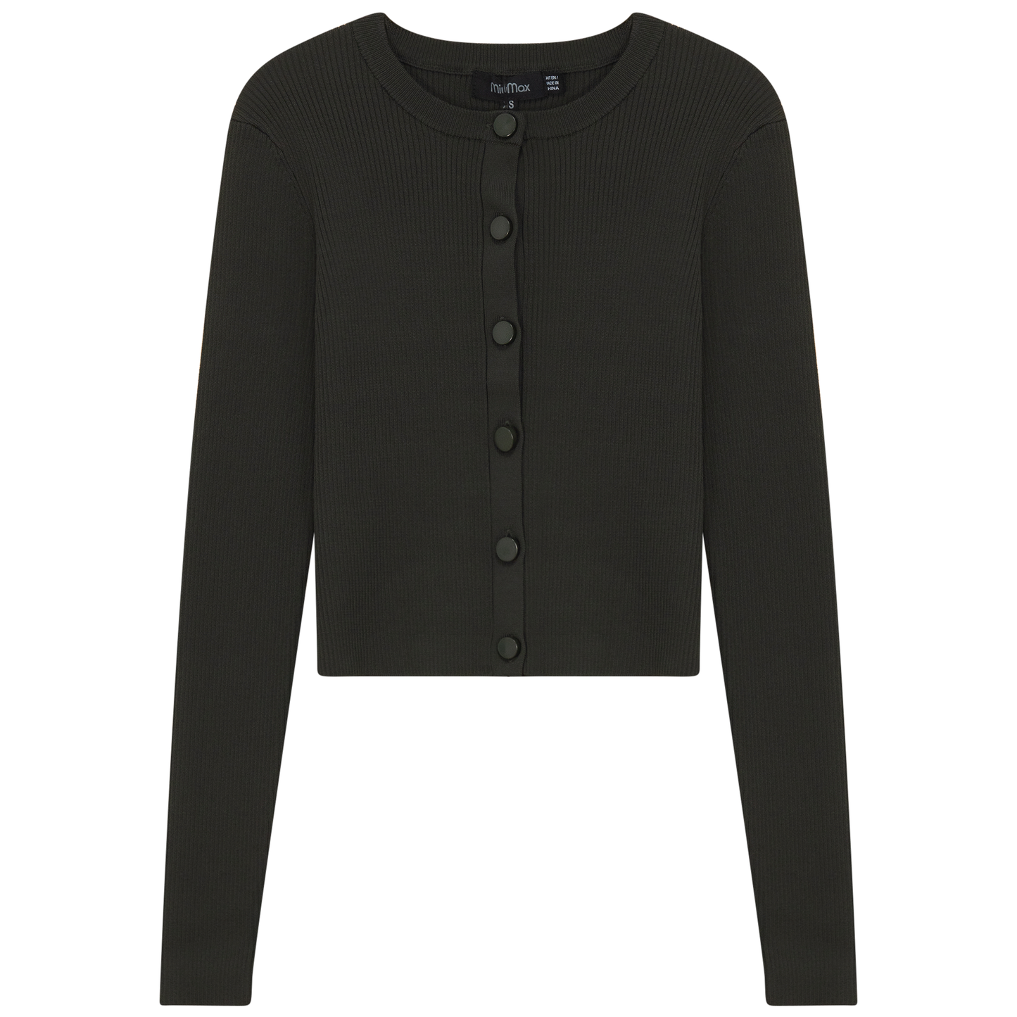 Cropped Fit Ribbed Knit Cardigan