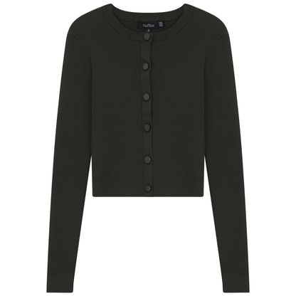 Cropped Fit Ribbed Knit Cardigan