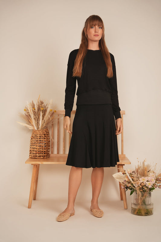 V Neck Sweatshirt Rib Combo