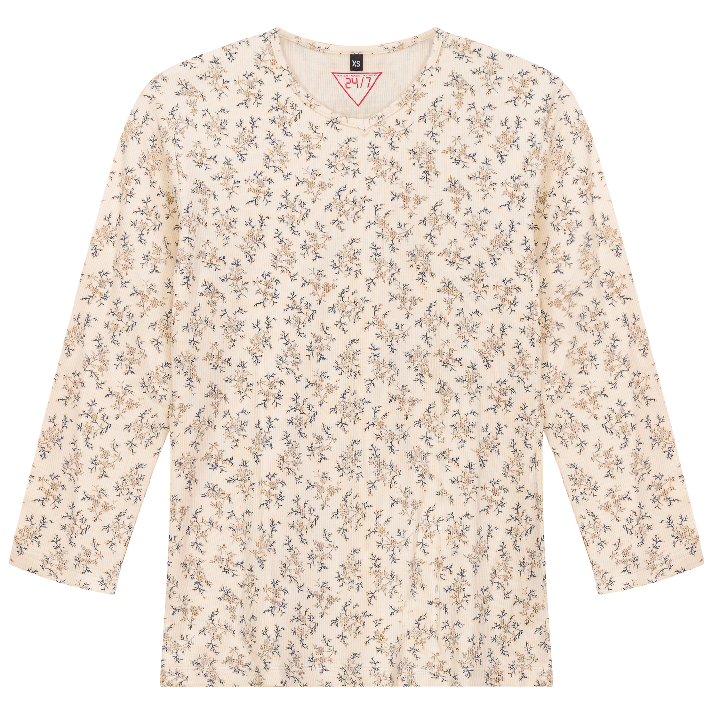 Ribbed V Neck Printed Tee