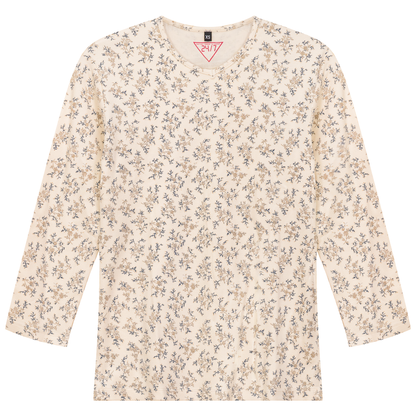 Ribbed V Neck Printed Tee