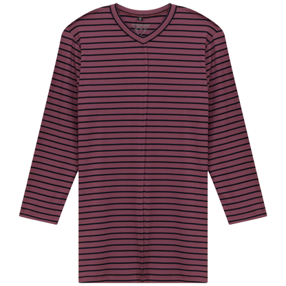 Striped Ribbed V Neck Tee