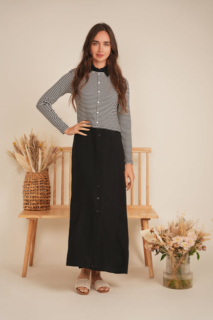 Cropped Striped Cardigan Tee