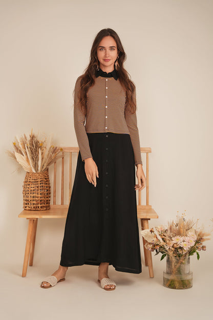 Cropped Striped Cardigan Tee