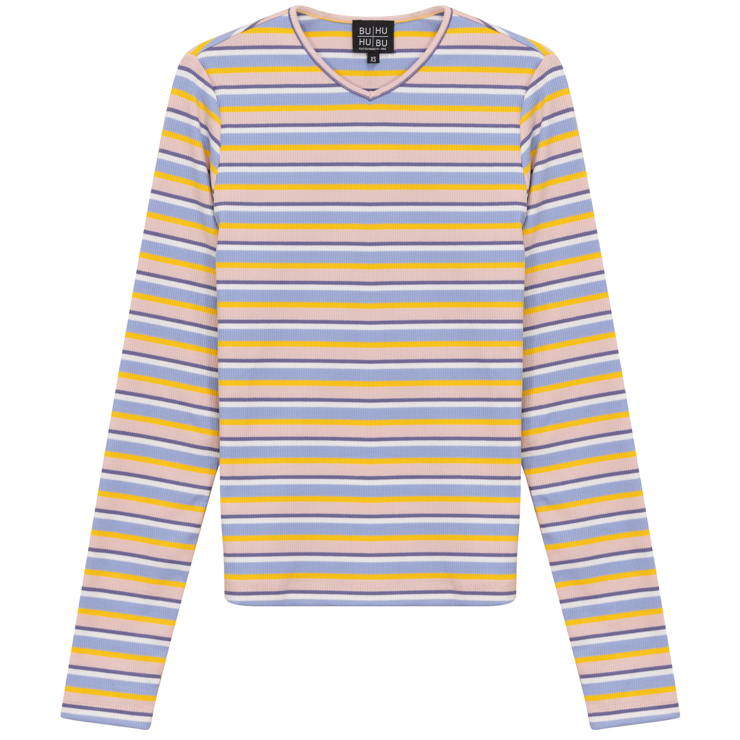 Striped Metalic V Neck Tee