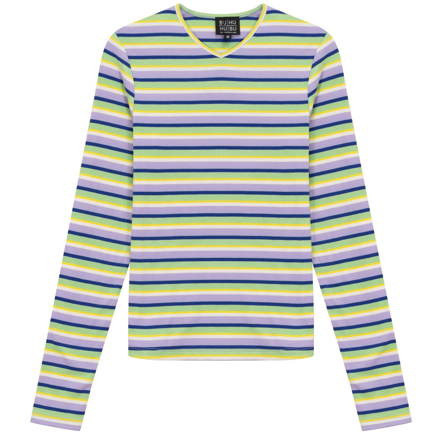Striped Metalic V Neck Tee