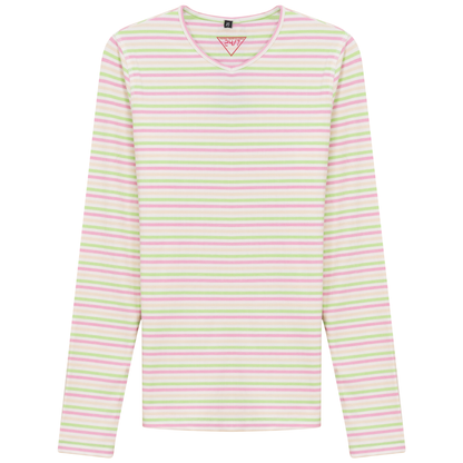 Striped V Neck Tee