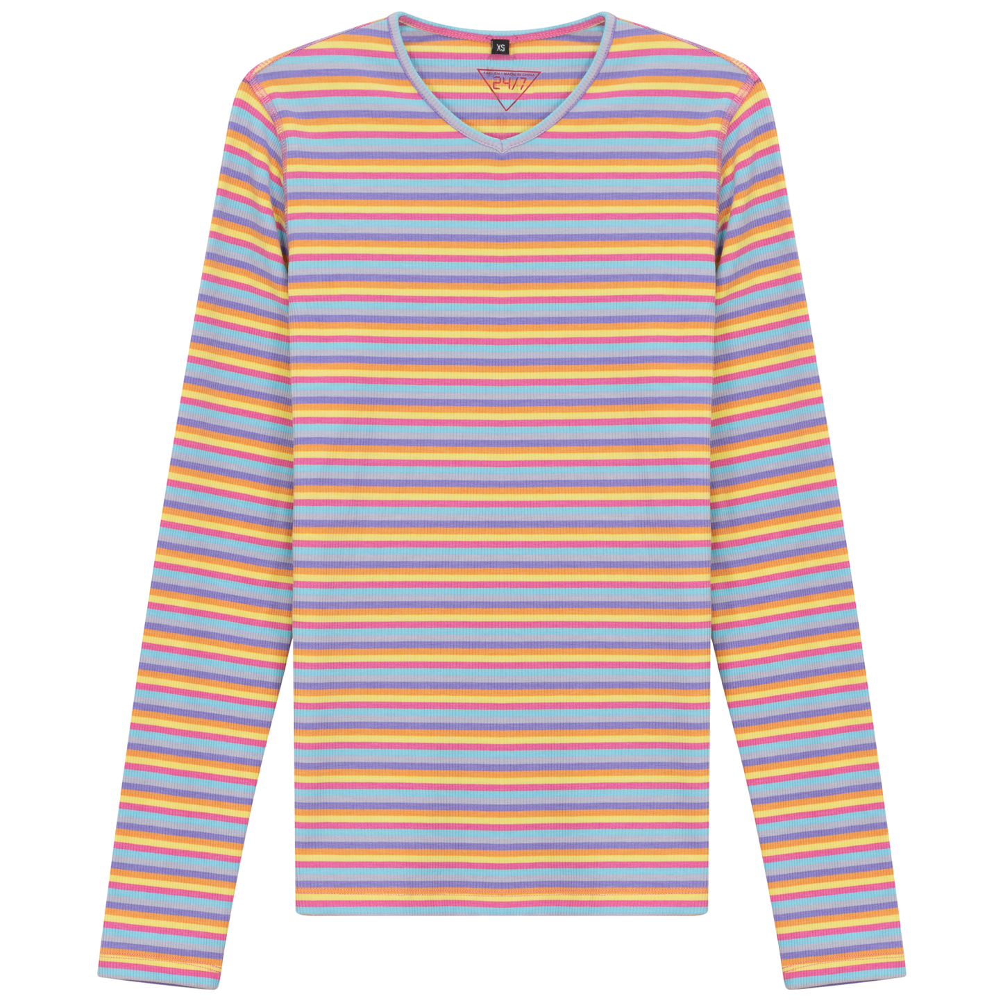 Striped V Neck Tee