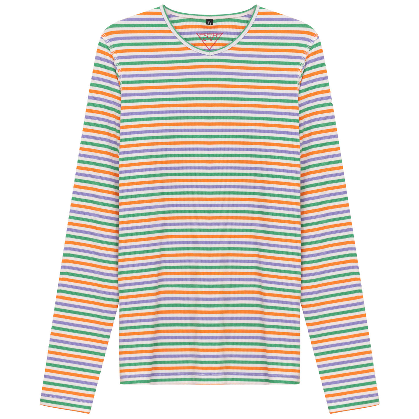 Striped V Neck Tee