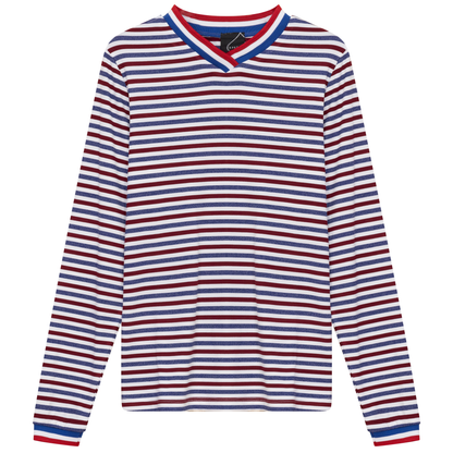 Striped Multi Color V Neck Tee