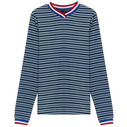 Striped Multi Color V Neck Tee