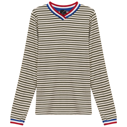 Striped Multi Color V Neck Tee