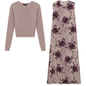 Midi Printed Chiffon Jumper Cardigan Set