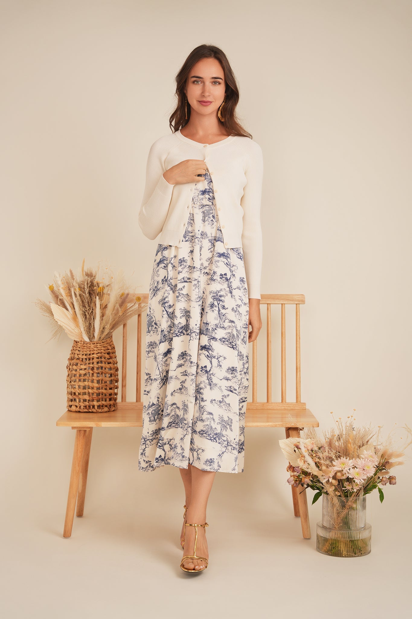 Accordian Pleated Midi Jumper