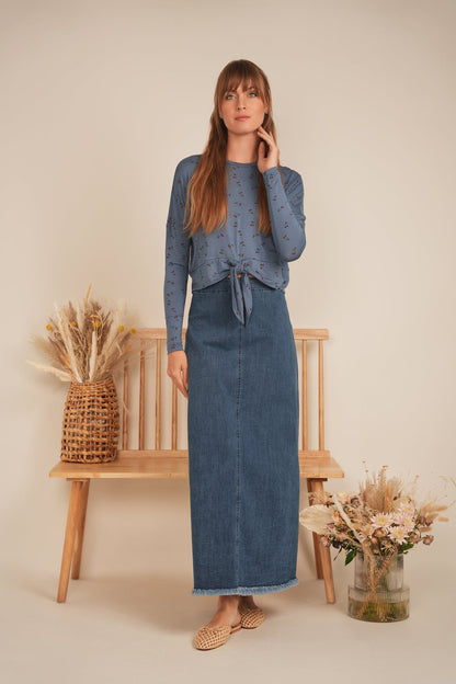 Cherry Floral Printed Tie Tee