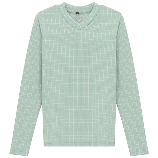 Checkered V Neck Cotton Tee