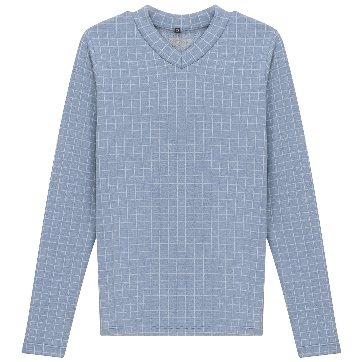 Checkered V Neck Cotton Tee