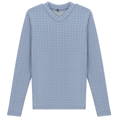 Checkered V Neck Cotton Tee