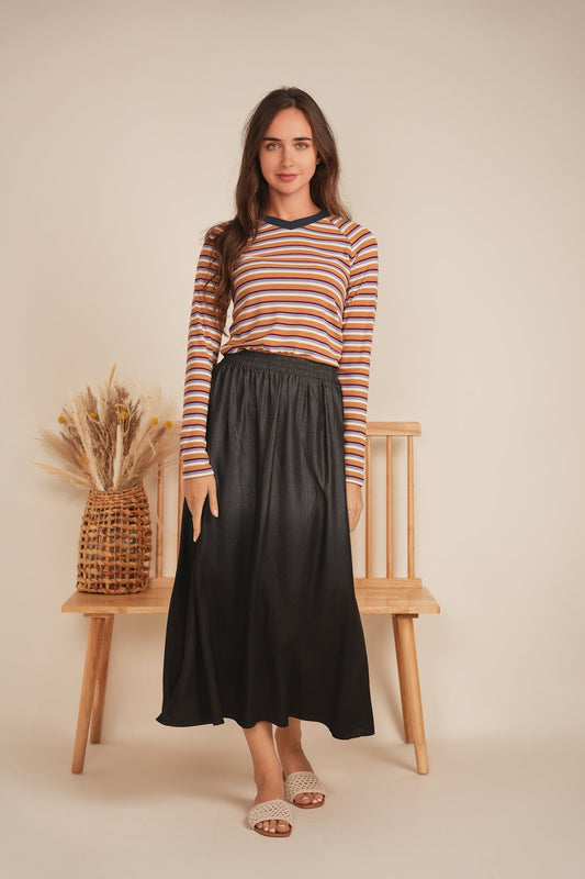 Striped Contrast V Neck Tee