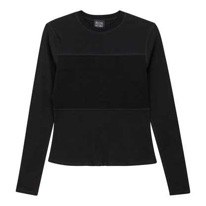 Ribbed Solid Stitching Tee