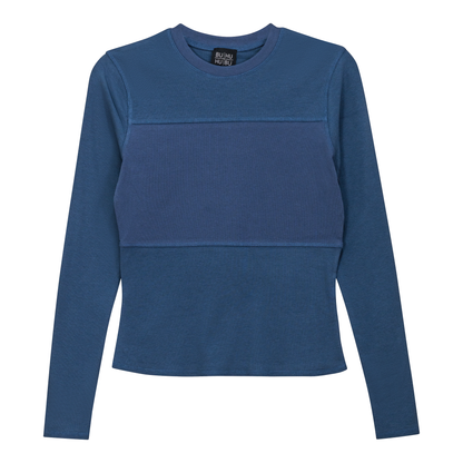 Ribbed Solid Stitching Tee