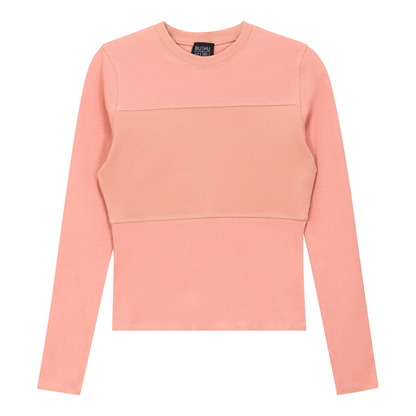 Ribbed Solid Stitching Tee