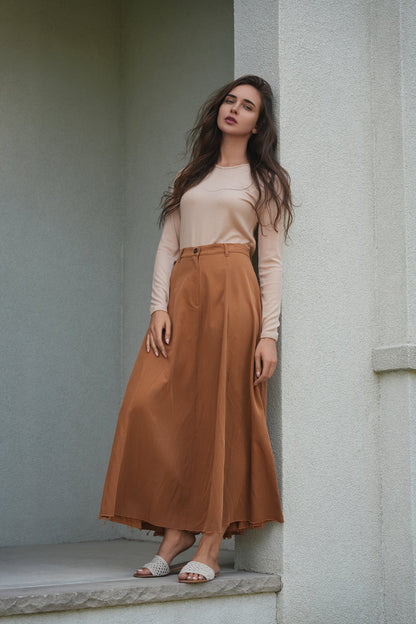 Cotton Maxi A Line Fringe Skirt