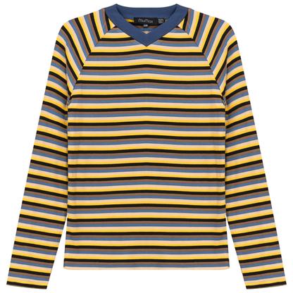 Stripped V Neck Raglan Tee