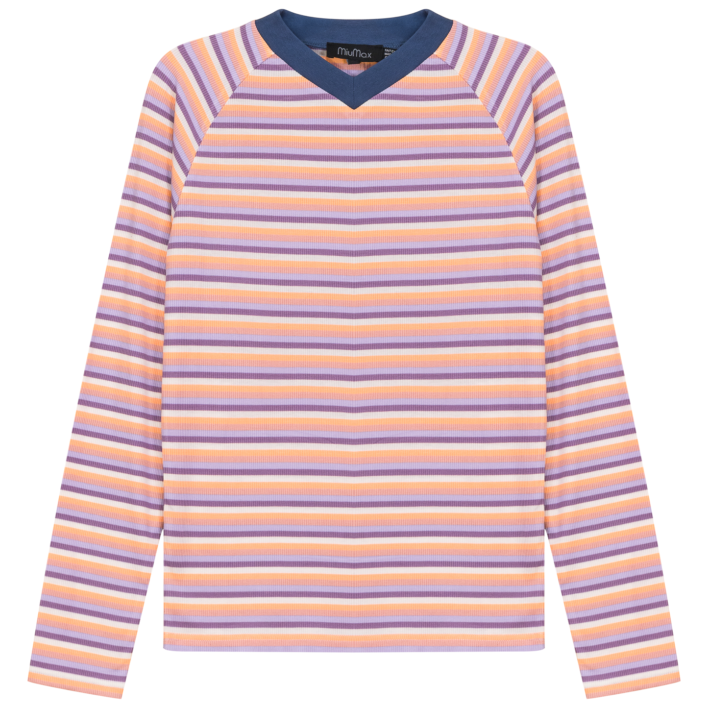 Stripped V Neck Raglan Tee