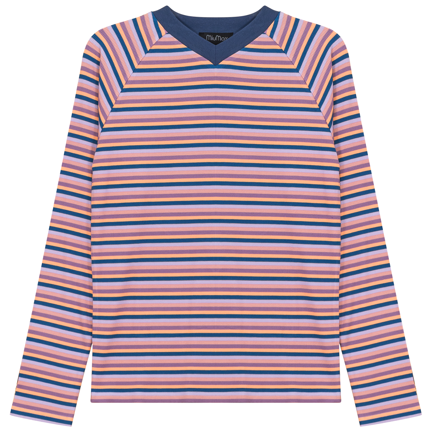 Stripped V Neck Raglan Tee