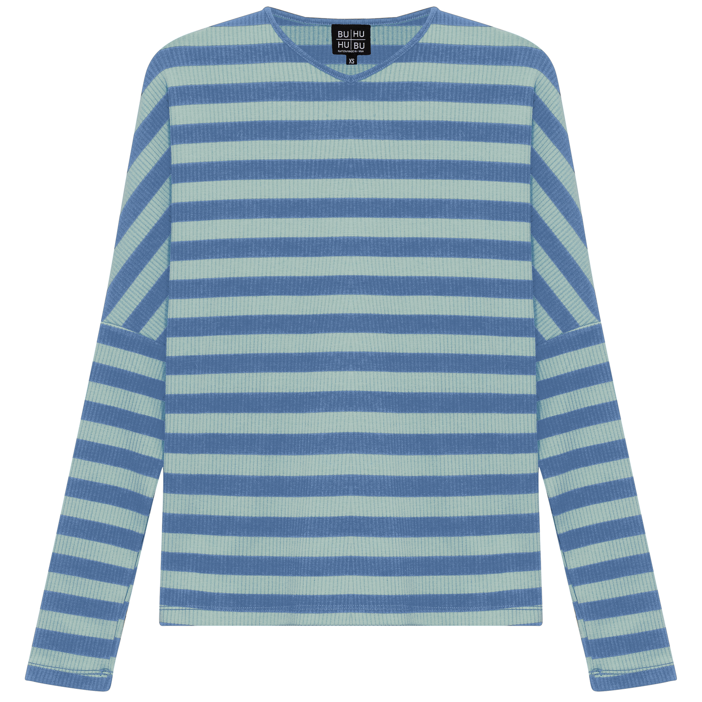 Cotton Striped V Neck Top
