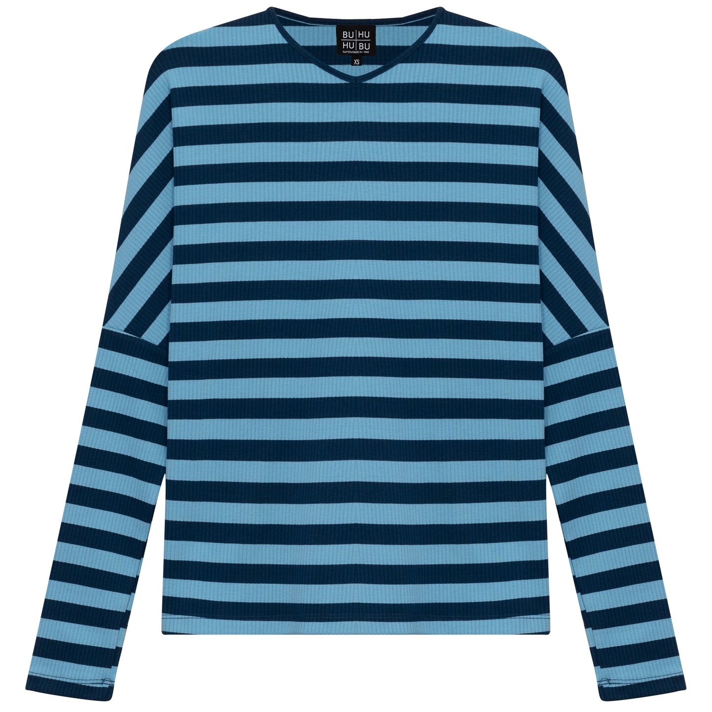 Cotton Striped V Neck Top