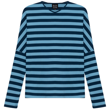 Cotton Striped V Neck Top