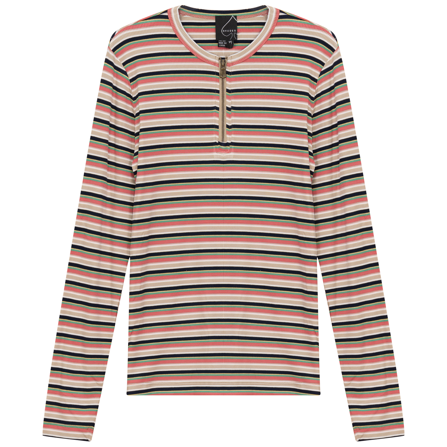 Ribbed Striped Henley Tee