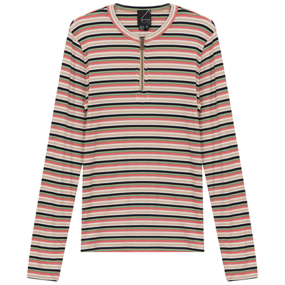 Ribbed Striped Henley Tee