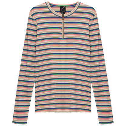 Ribbed Striped Henley Tee