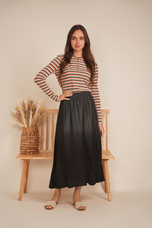 Ribbed Striped Henley Tee