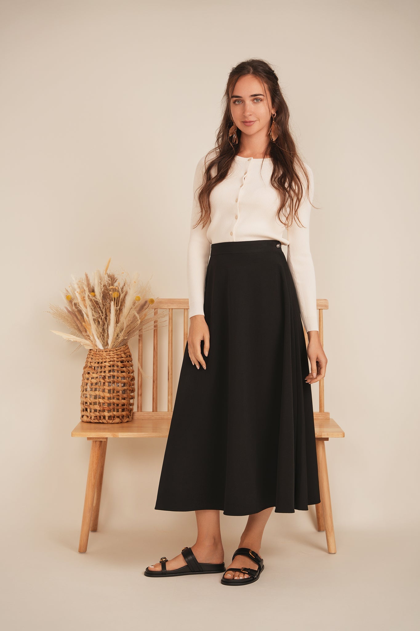 A Line Crepe Skirt