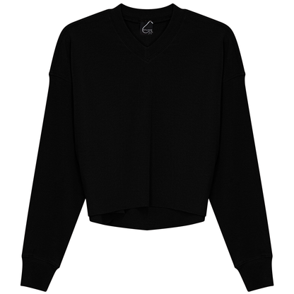 Cropped Cotton V Neck Top