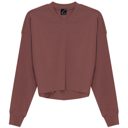 Cropped Cotton V Neck Top