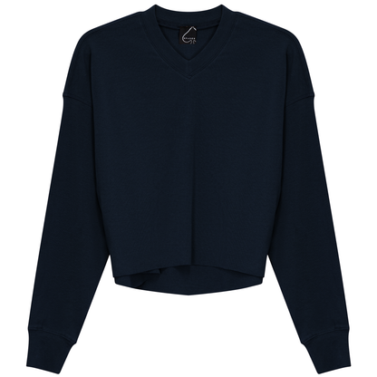 Cropped Cotton V Neck Top