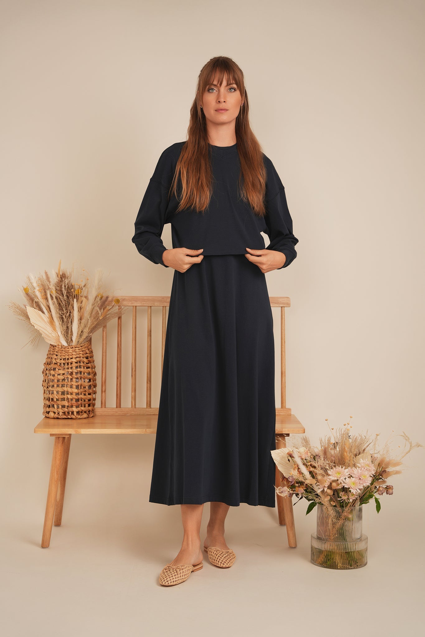 Cropped Cotton V Neck Top