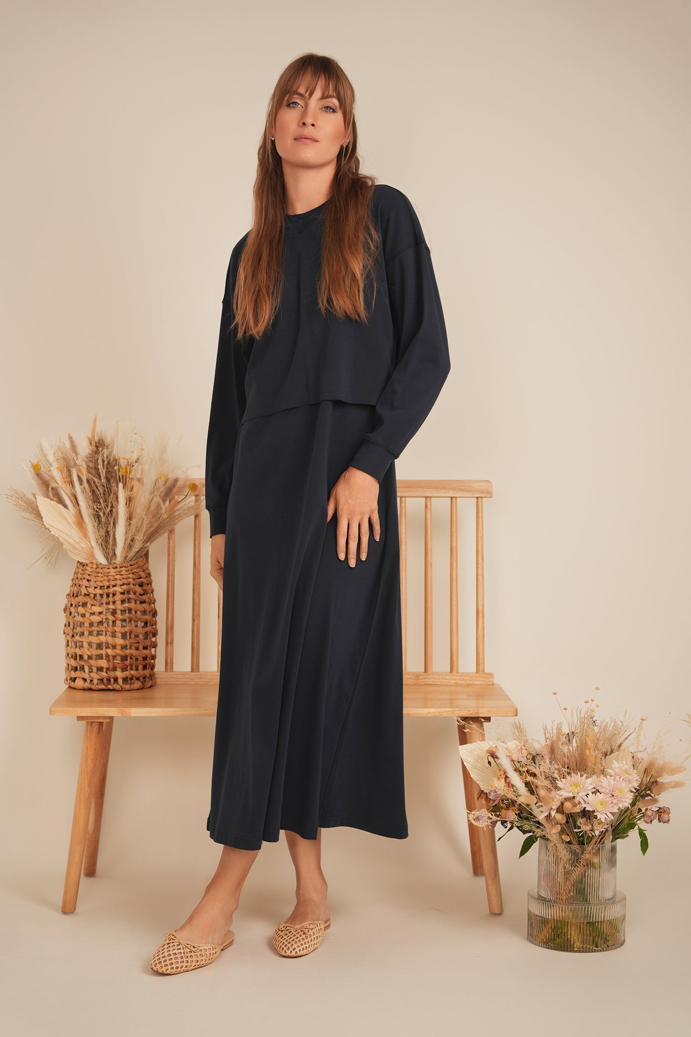 Cropped Cotton V Neck Top