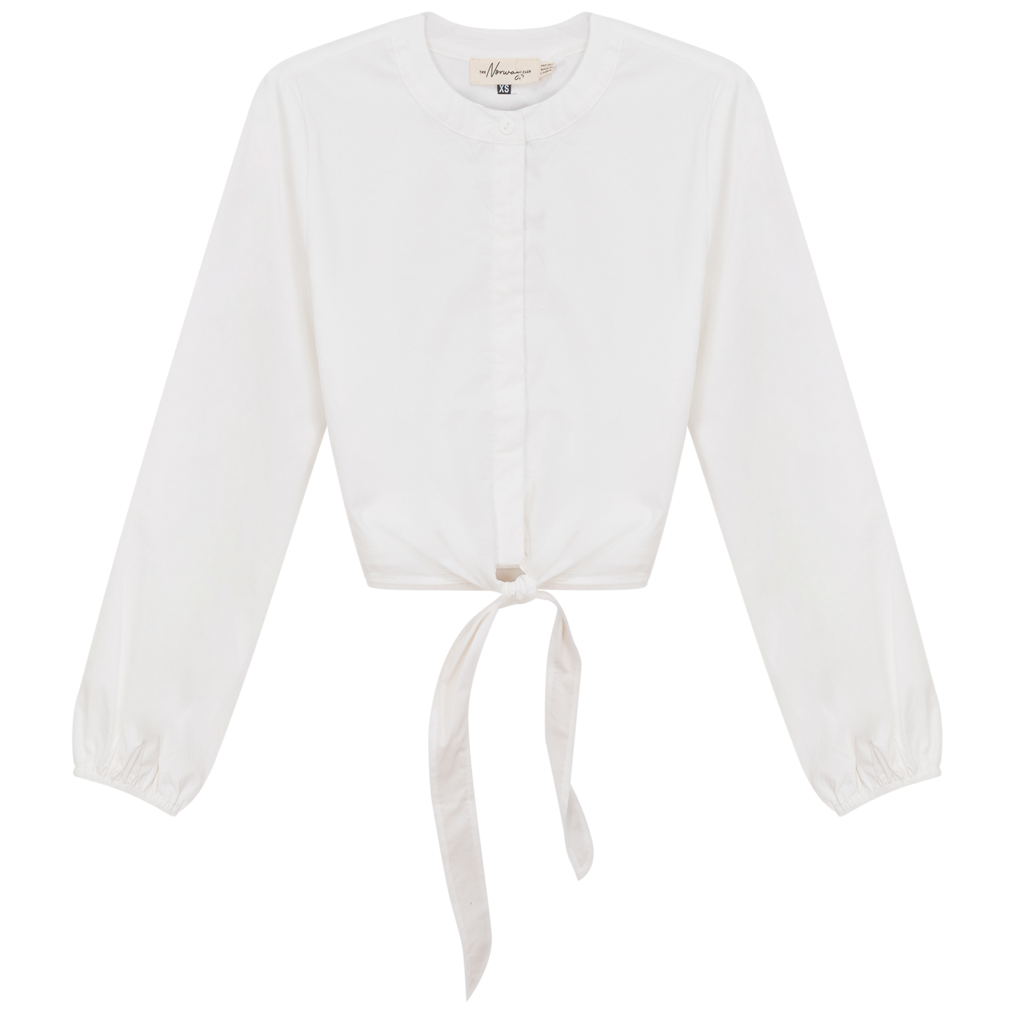 Cropped Cotton Tie Blouse