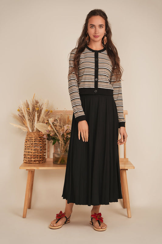 Cropped Button Down Stripped Tee