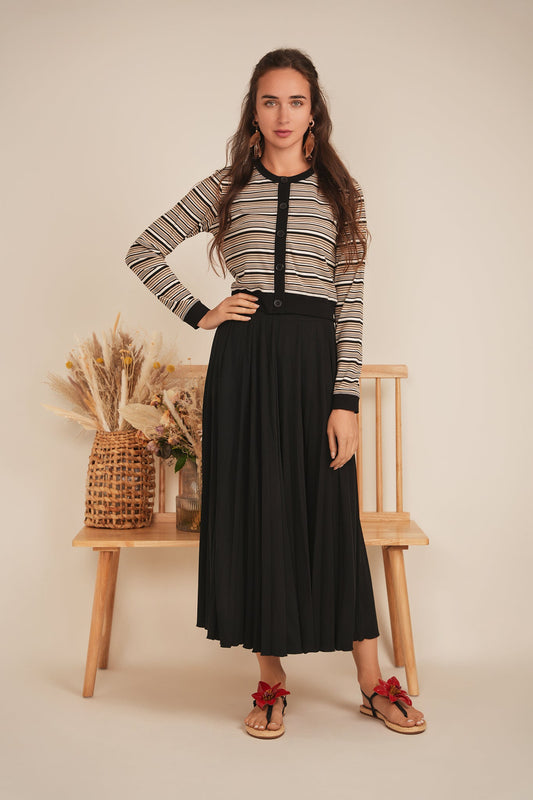 Cropped Button Down Stripped Tee