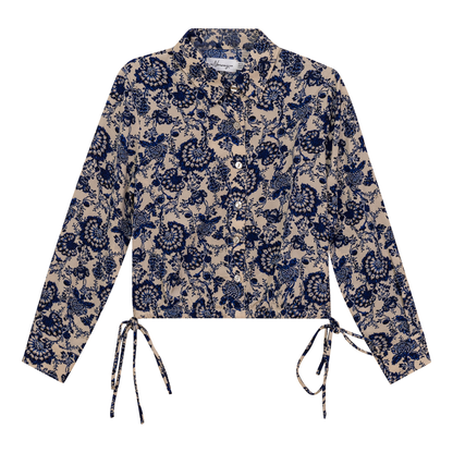 Cropped Printed Chiffon Blouse